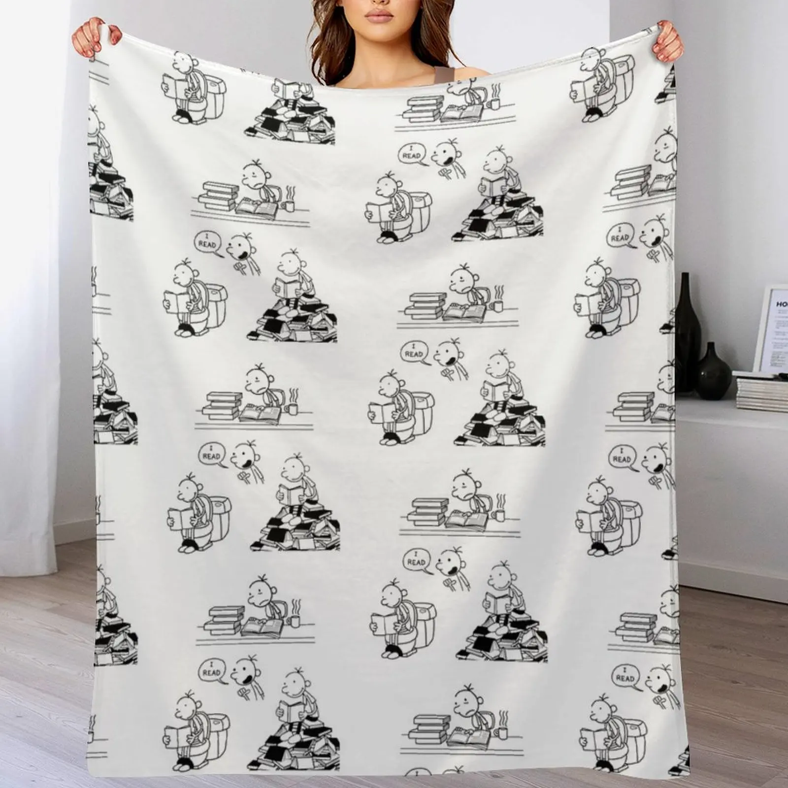 

WIMPY KID READING Throw Blanket Stylish Couch Blanket for Home Living Room