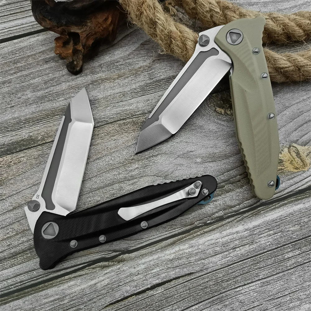 Flipper Folding Knife D2 Steel Outdoor Camping Hunting Hiking EDC Tools Ball Bearing G10 Handle Knife