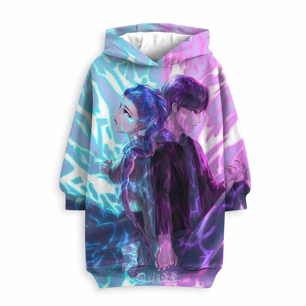 فتاة أنيمي K-Pop شيطان الصيادين هوديي فستان مطبوعة الخريف فستان الأميرة هوديي قمة الموضة الملابس #4