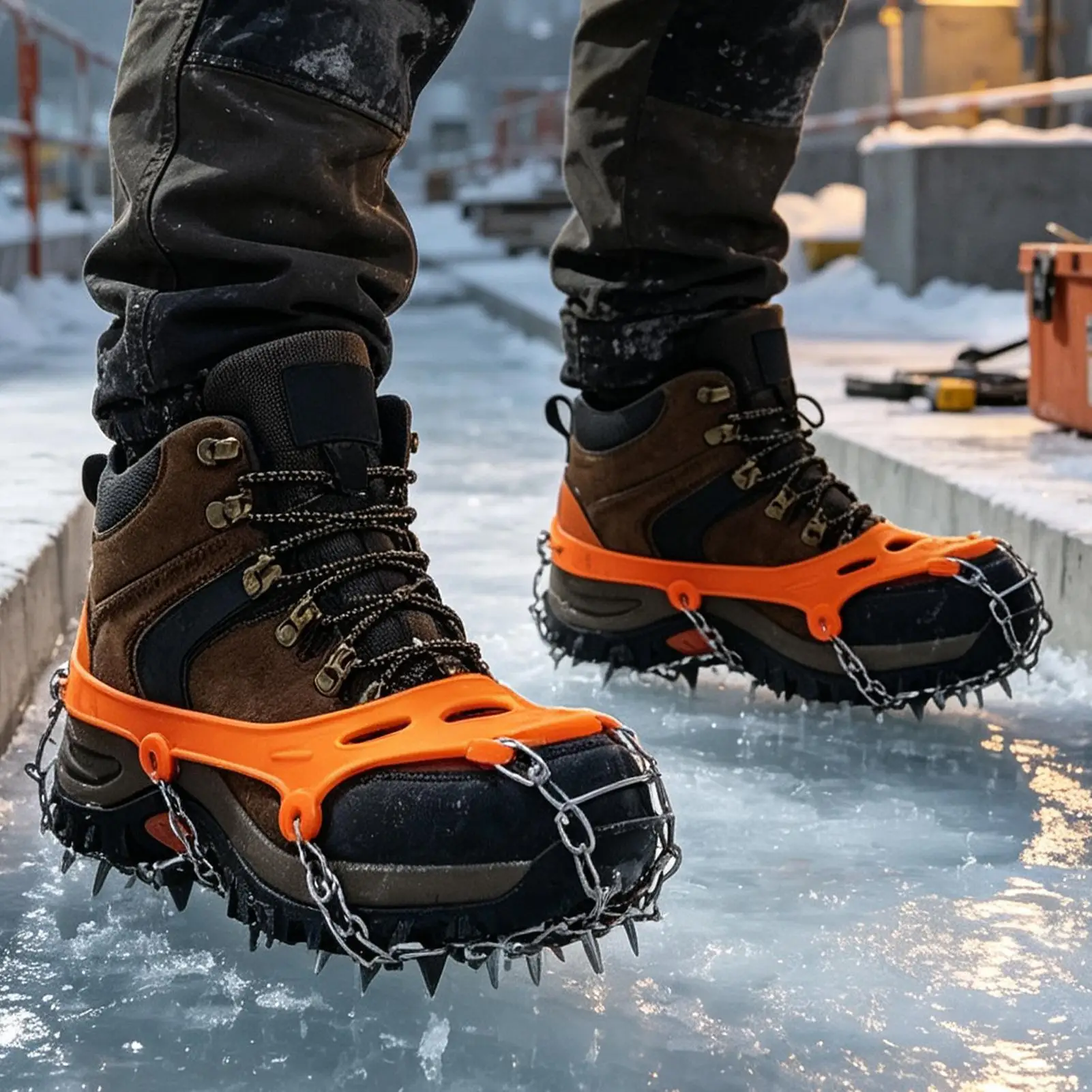 32-Tooth Ice Cleats For Shoes, Universal Anti-Slip Silicone Traction Grips For Boots, Winter Outdoor Safety Crampons For Hiking