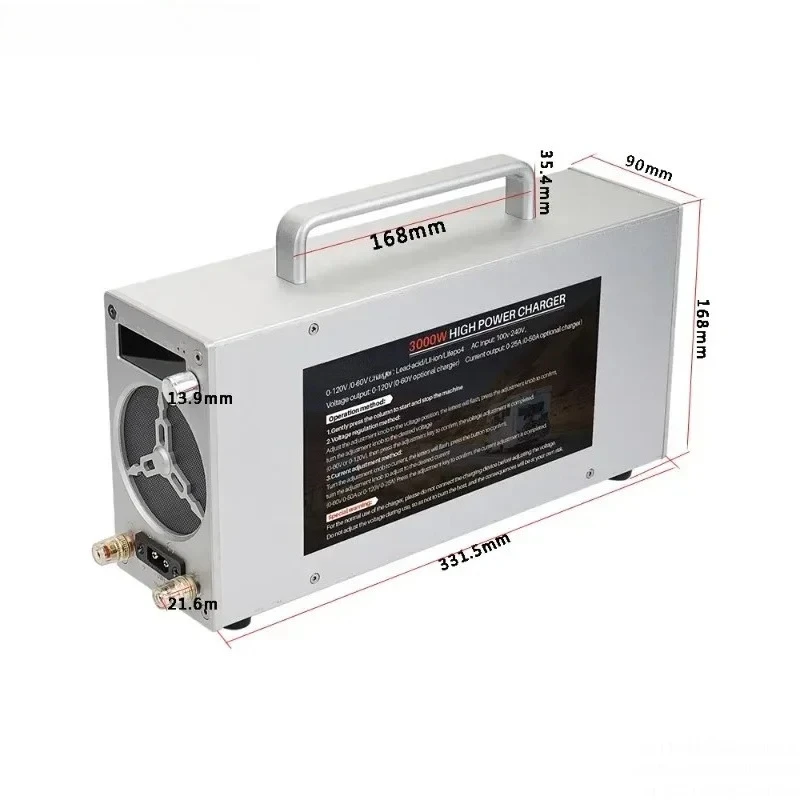 36V48V120V25A lithium iron phosphate battery charger 60V50A battery adapter adjustable voltage and power