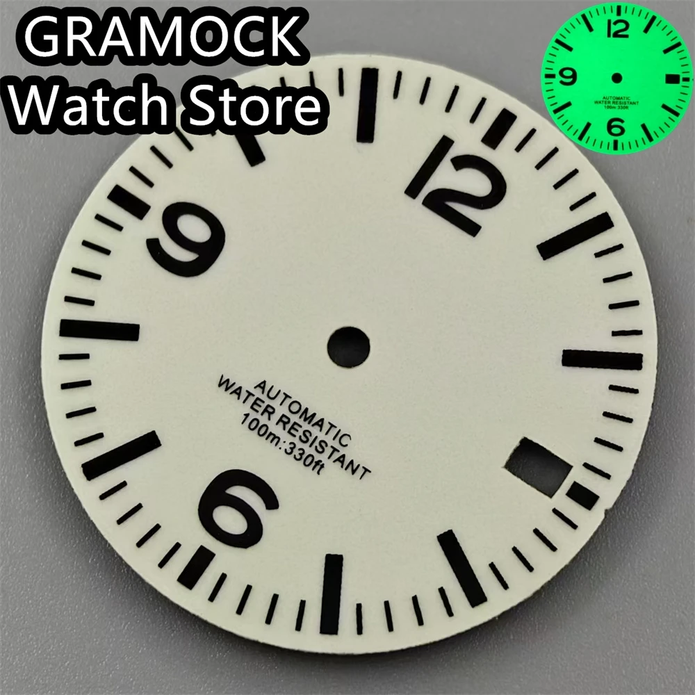 GRAMOCK 29mm Watch Dial C3 Super Green Luminous Fit NH35 NH36 ETA2824 2836 Mingzhu2813 DG3804 MIYOTA8215 PT5000 Movement - view 3
