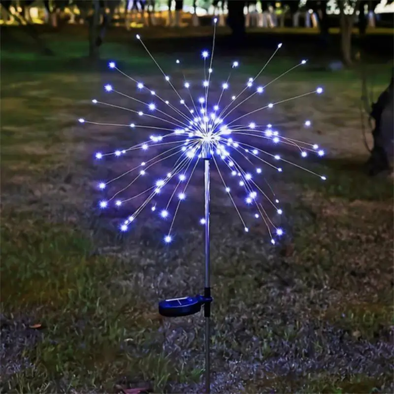 Imagem -05 - Led Solar Power Firework Lights Impermeável Fairy Lights Outdoor Dandelion Lawn Lamp Decoração do Pátio Decoração do Jardim