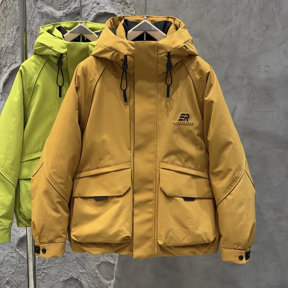 

Мужская утепленная белая пуховая куртка с капюшоном, зимняя теплая повседневная куртка из полиэстера с несъемным капюшоном, 3D-дизайн, ветрозащитная.