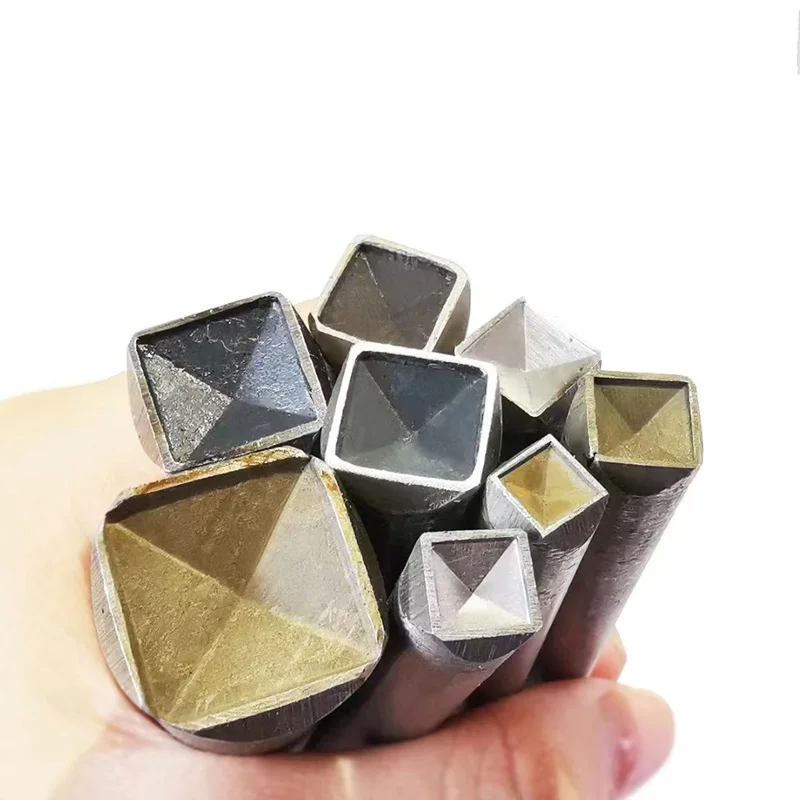 Mould For Install Pyramid Cap Rivets Square Hammer Mounting Rod For Leather Craft Garment Bag Decoration Diy Leather Punches