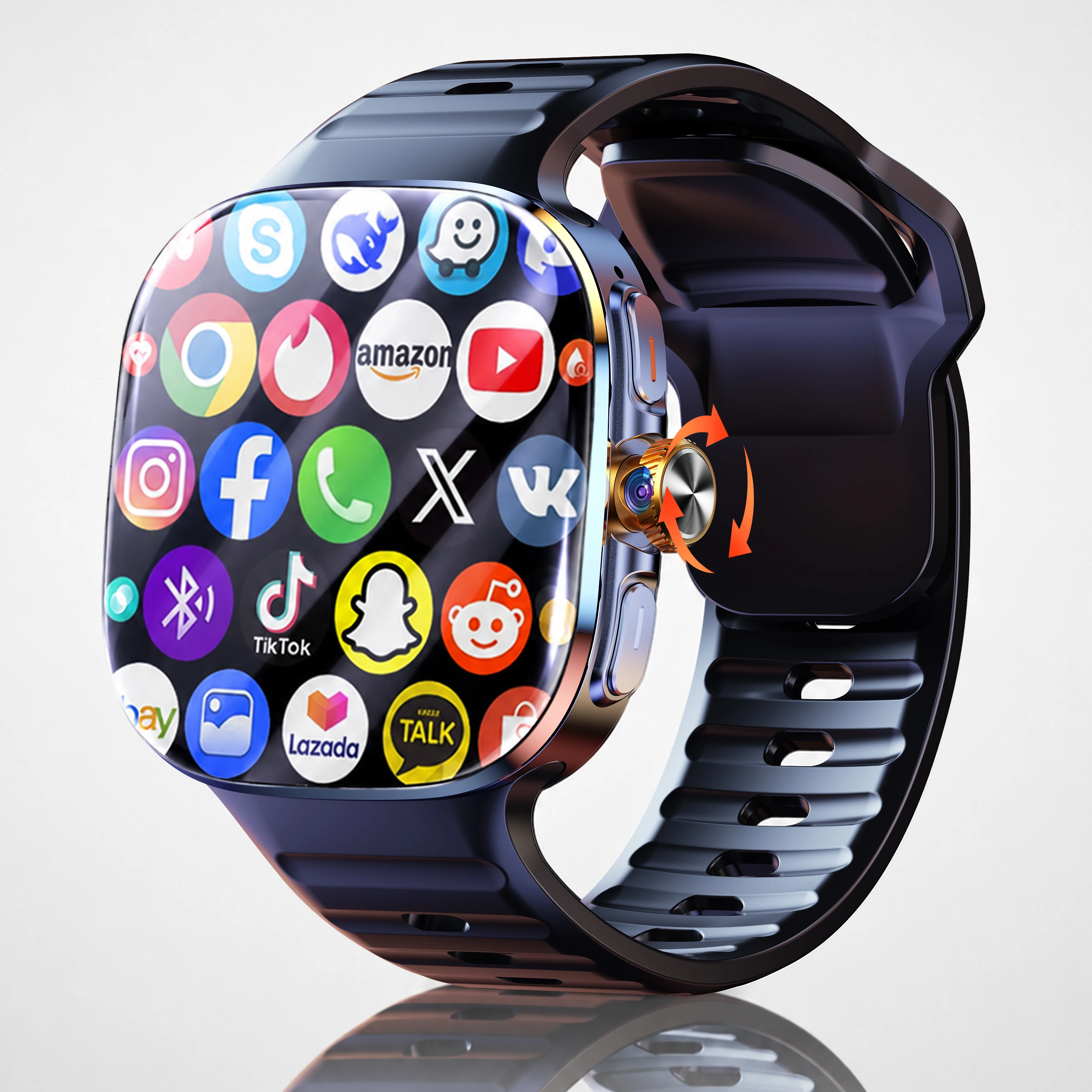 5G Vollnetzwerk-Smartwatch 2,4" AMOLED Ultra-HD-Bildschirm Videoanruf 8GB+128GB RAM Google App Store WLAN GPS SIM-Karte 4G Smartwatch