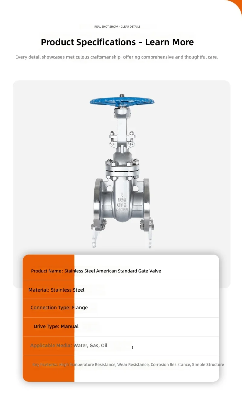 Z41H-150LB manual high temperature steam industrial valve 304 stainless steel flange gate valve