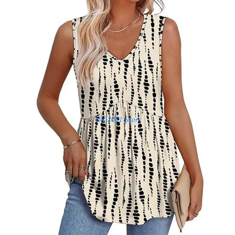 G5GC Women's Choled Babydoll Top Eyelety Vliciveless V Neck Tunics Shirt #5