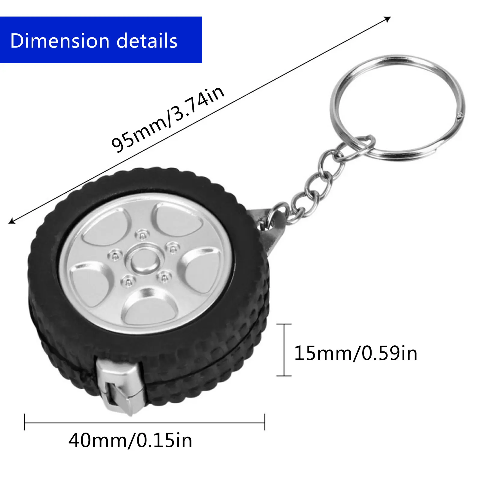 1m Tape Measure Tire Shape Mini Retractable Tape Centimeter/Feet Keychain Ruler for Travel Camping Sewing Tool