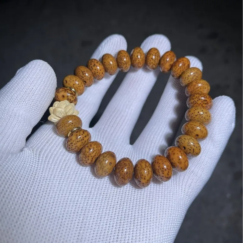 Hainan Star-Moon Bodhi Bead Bracelet 8x13mm, weathered stone jade material, high-density Buddhist beads for men and women
