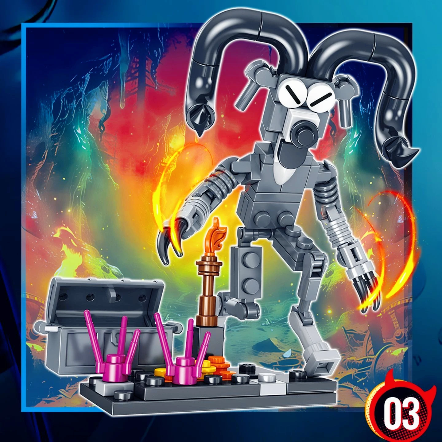 مجموعة مكعبات بناء على شكل مشهد صيد الغزلان الوحشية في الغابة، 99 ليلة، لعبة أطفال، نموذج تجميع، هدية