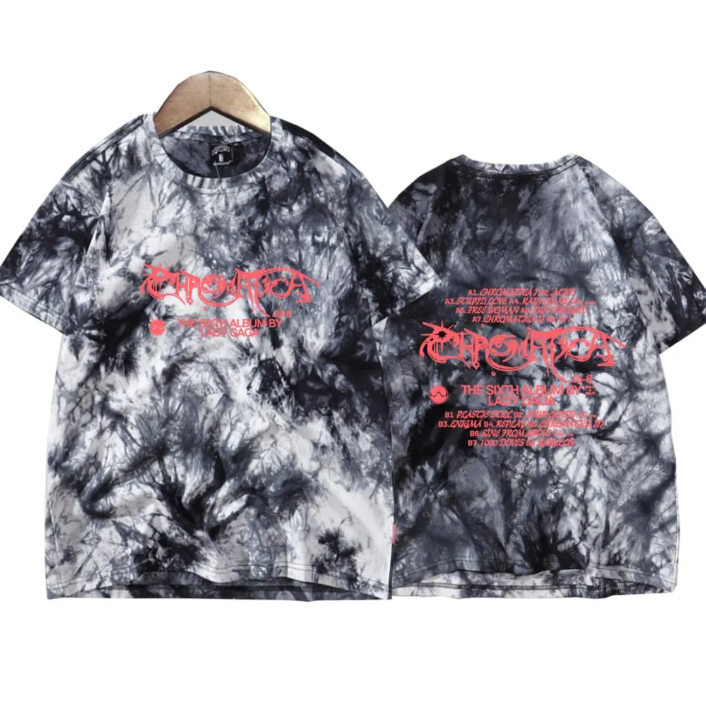 Lady Gaga Chromatica 2024 Tie Dye Shirts Music Fans Gift Oversize Shirt Summer Casual Harajuku Tops Unisex Tee Tops Regular