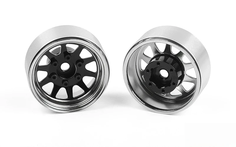 

OEM 6-Lug Stamped Steel 1.55" Beadlock Wheels (Black and Chrome) for scale 1/10 RC Crawler Car parts