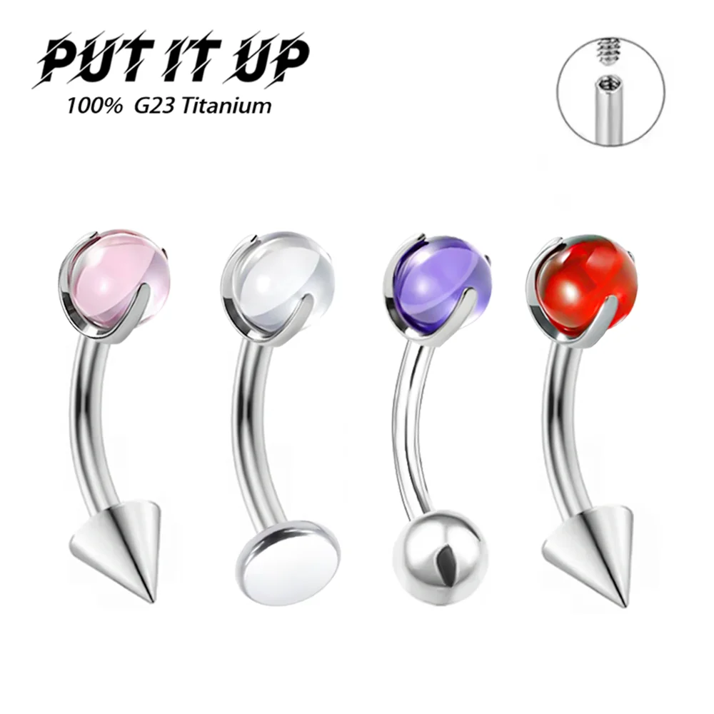 F136 Titanium Alloy High-Quality 16G Clear Zirconia Bead Curved Bar Eyebrow Stud Trendy Niche Banana Bar Body Piercing Jewelry