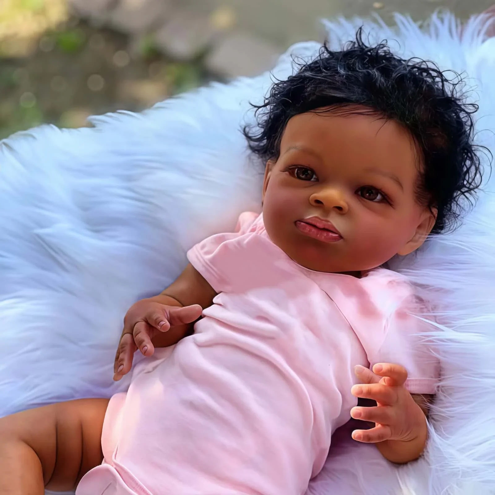 

Risbecko 20-дюймовая реалистичная черная кукла реборн-кукла афро-американская мягкая тканевая кукла-подарок на день рождения/Рождественский подарок