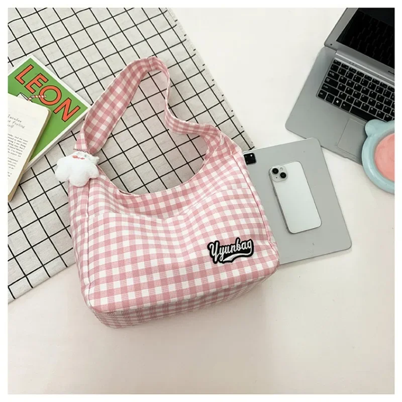 Plaid Contrast Color Fashion borsa a tracolla in Nylon di grande capacità semplice borsa a mano Casual 2024 borse di vendita calda per le donne Bolsa