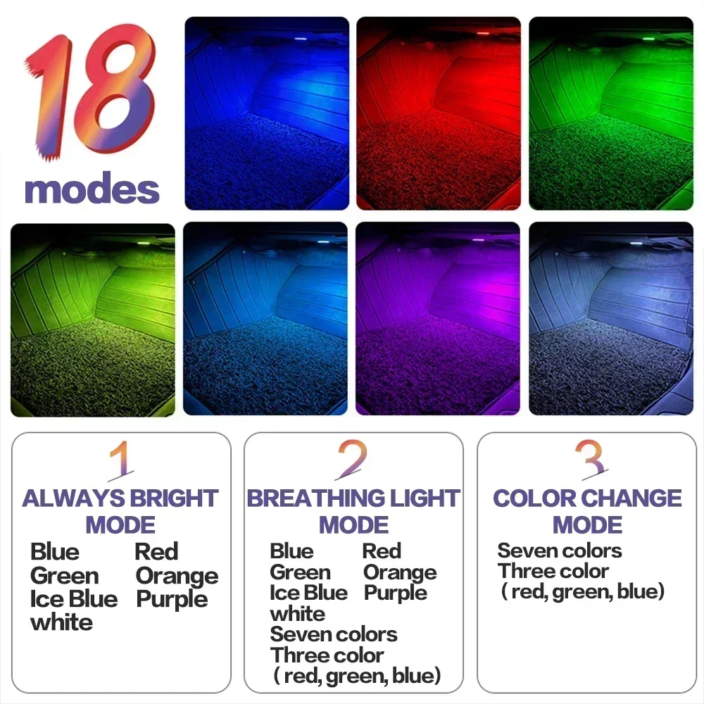 New LED Car RGB Footwell Lamp Interior Decoration Atmosphere Light Decorative For Audi VW Skoda Seat Porsche Auto Accessories