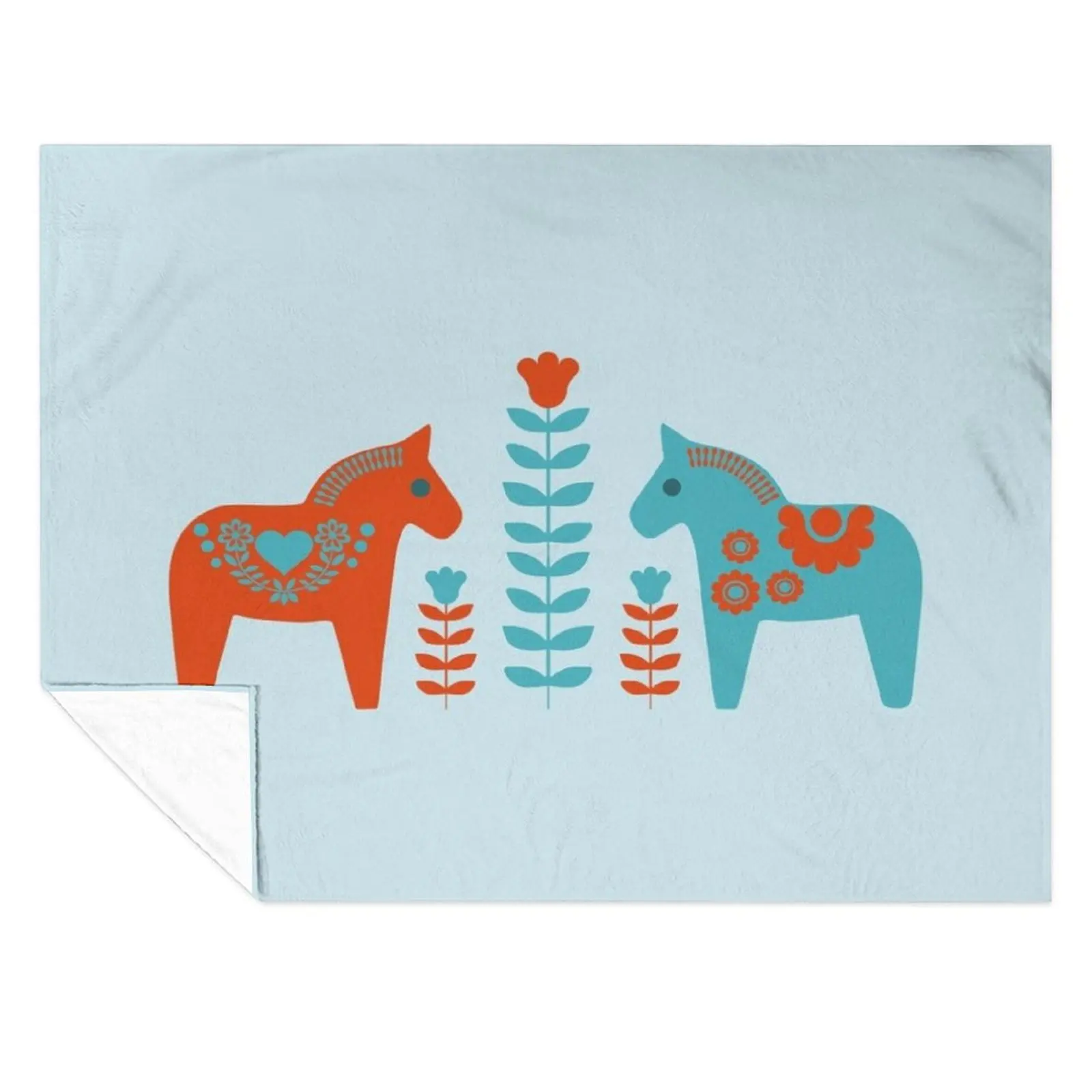 

Scandinavian Folk Art Dala Horses and Flowers Throw Blanket cosplay anime sofa bed blankets ands Decorative Sofa Blankets