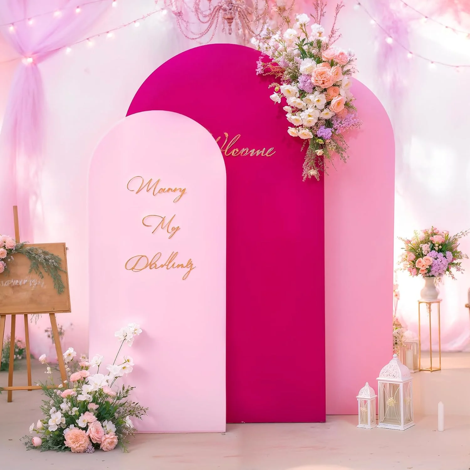 6-7.2ft Rose Red Arch Cover Backdrop Hot Pink Wedding Spandex Arch Stand Cover Birthday Bridal Party Baby Shower Photo Prop Deco