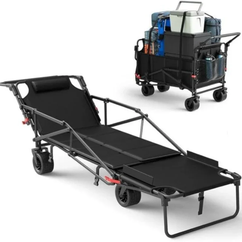 

Outdoor multi-purpose camper, reclining foldable beach camper, dual-purpose small trailer