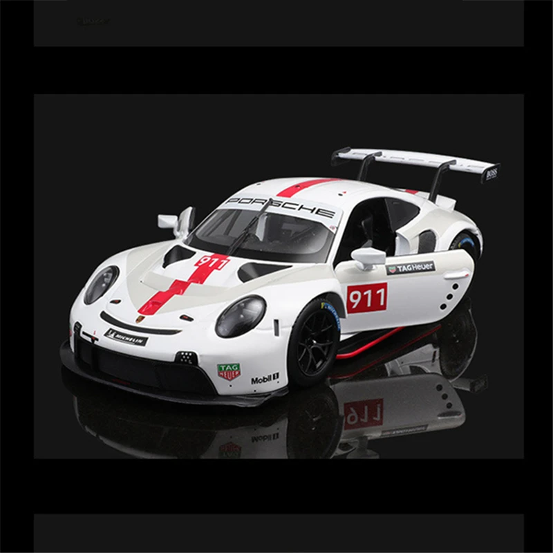 Bburago 1:24 Porsche 911 RSR Alloy Track Racing Car Model Diecasts Metal Sports Car Vehicles Model Simulation Childrens Toy Gift