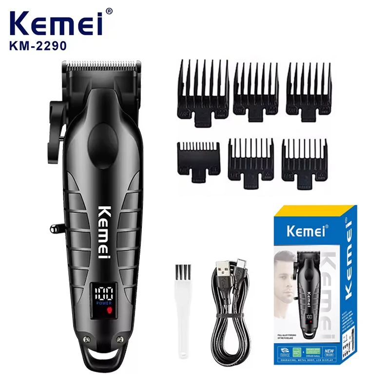 

Kemei KM-2290 KM-2296 Barber Professional Electric Hair Clipper Hair Trimmer For Men Cordless USB Charging Rechargeable Clippers