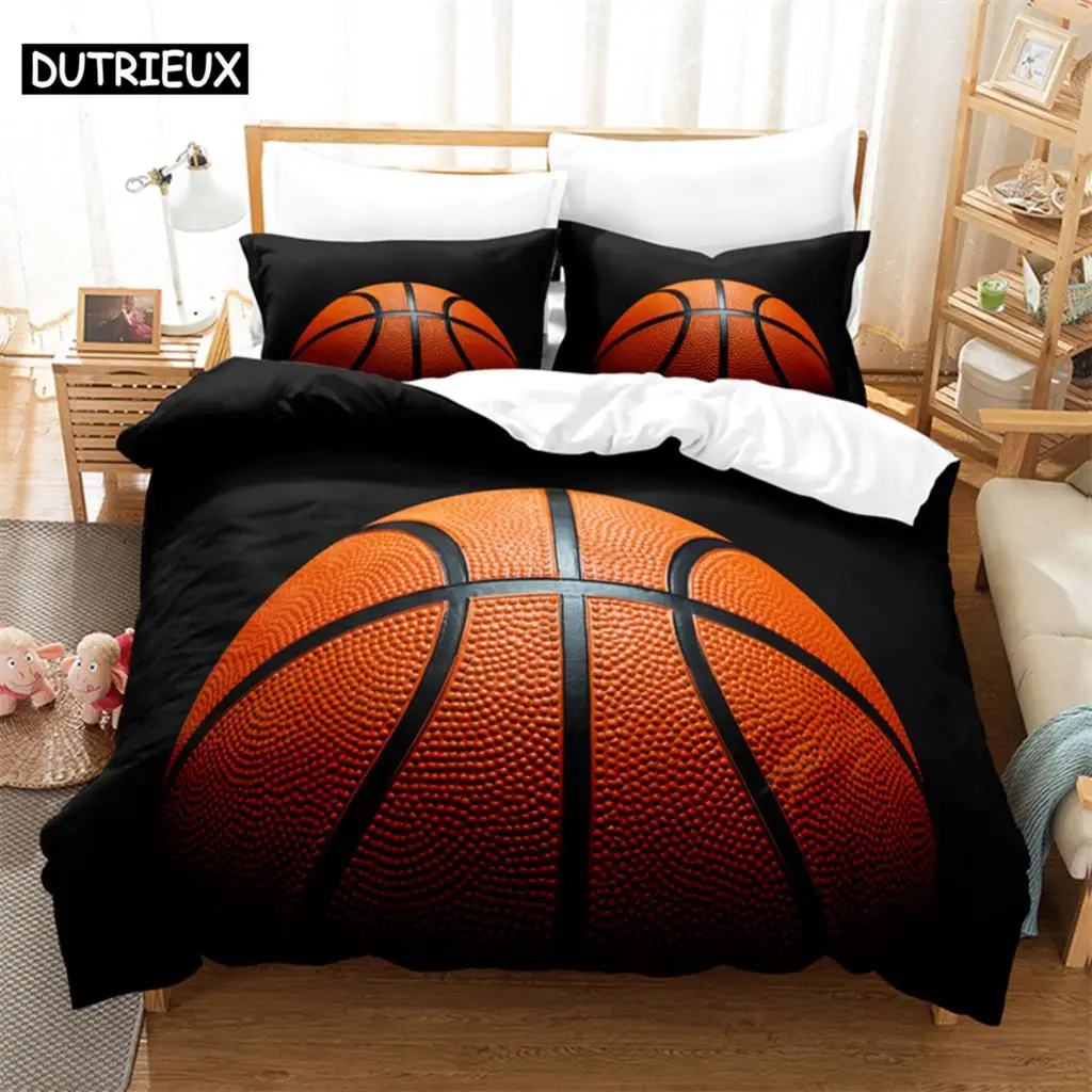 

3D Digital-Printed Basketball-Themed Duvet Cover Set in Queen Size - Fashionable Bed Linen Design