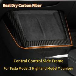For Tesla Model 3 Y Highland Juniper Real Dry Carbon Fiber Central Control Wireless Charging Panel Side Trim Strip Accessories