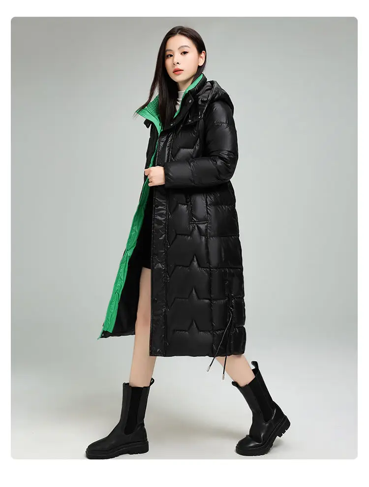 Female Long Down cotton Jacket 2026 Autumn Winter New Fashion Thicken Hooded Coat Women's Windproof Puffer Long Parka Overcoat