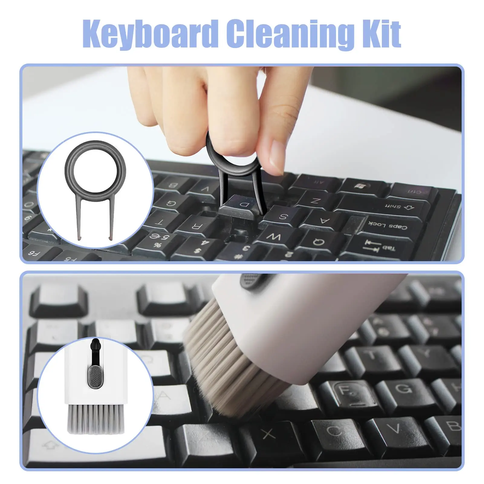 7-in-1 Computer Keyboard Cleaner Brush Kit Keycap Puller Bluetooth Earphone Cleaning Pen For AirPods 3 Pro Headset Cleaning Tool