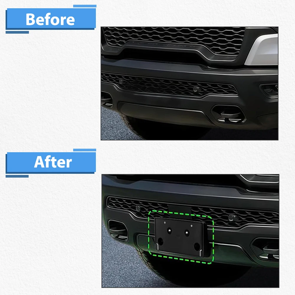 

Car Front License Plate Bracket Black CH1068179 68566326AA For Ram 1500 Rebel Series Truck 2025 Durable Accessories