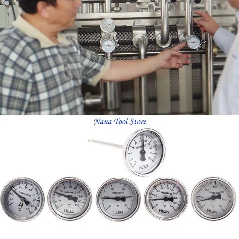 ميزان حرارة ثنائي المعدن مدمج 31GJ 50/100/150/200/300 درجة مئوية ميزان حرارة من الفولاذ المقاوم للصدأ