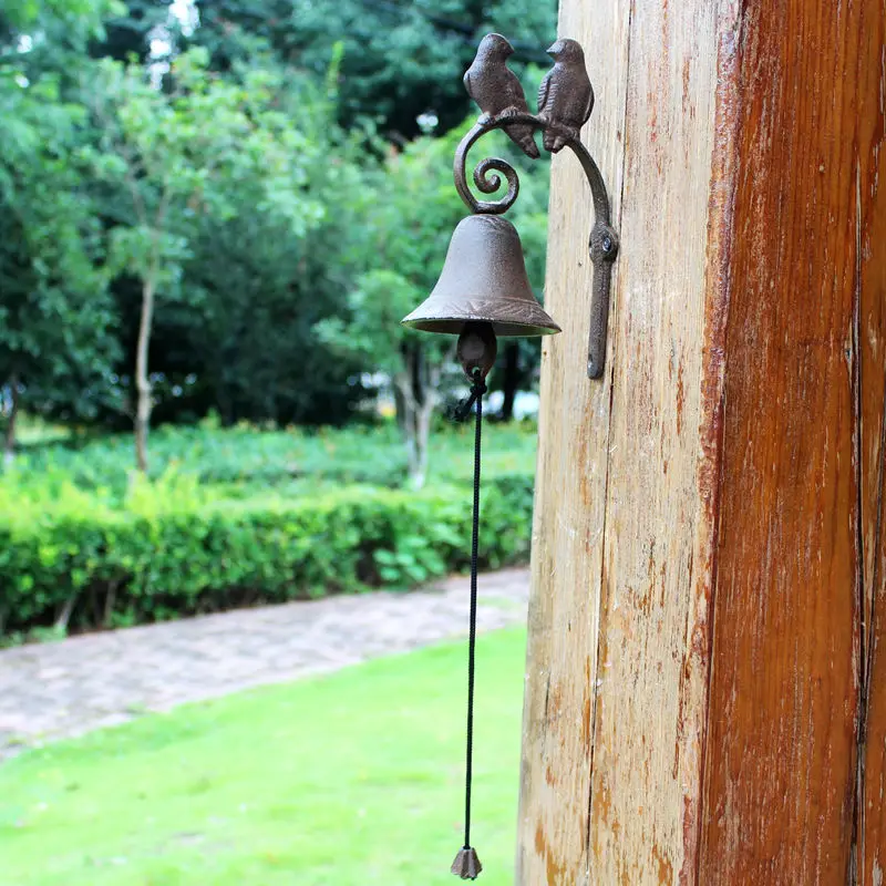 

Vintage Cast Iron Double Bird Doorbell, Iron Hand Bell, Crisp Ringing Sound, Villa Outdoor Courtyard Decorative Hanging Ornament