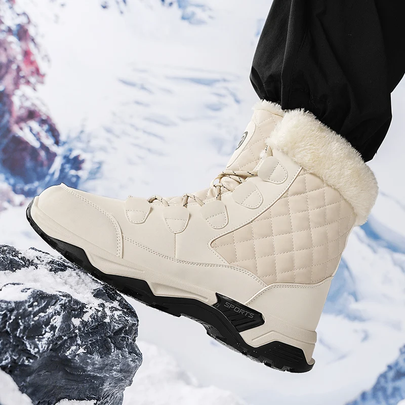 2024 New Women and Men Snow Boots Thermal High Top Outdoor Boots Comfortable Wear-Resisting Hiking Shoes Non Slip Walking Shoes image 3