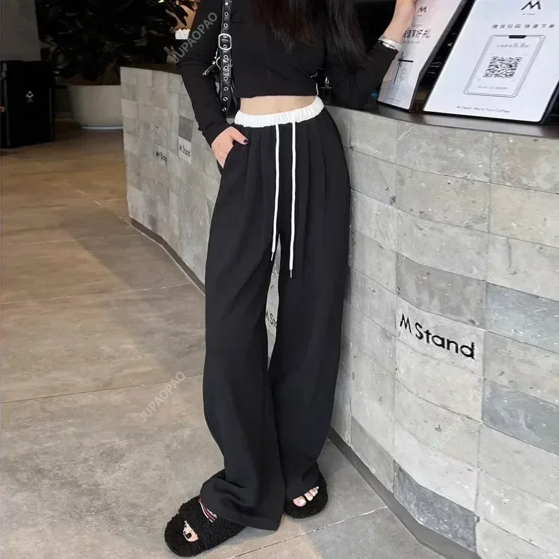 New Models white Sweatpants Women Korean Autumn Casual Baggy Pants Vintage Harajuku Streetwear Straight Sports Trousers Fashion