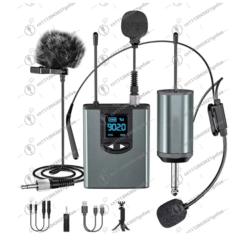 Rechargeable Wireless Microphone System Amplifier Recording Microphone Headset/Stand/Lavalier Microphone Transmitter Receiver