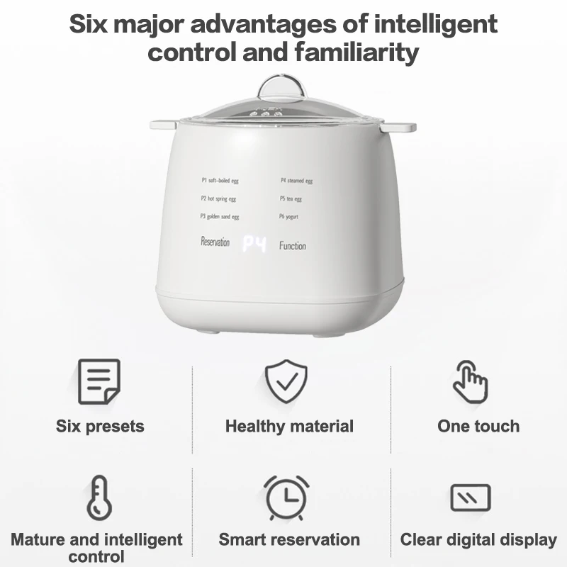 Macchina per la colazione multifunzionale per uso domestico 6 modalità Spegnimento automatico Cuociuova Piroscafo per uova