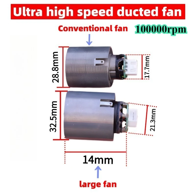 32.5mm Large Ultra High Speed Ducted Fan Motor 100,000 RPM - High Voltage Brushless DC Motor