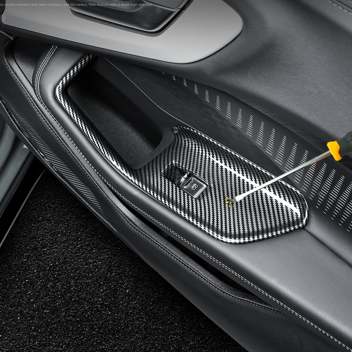 لأودي A5L B10 2025-2026 LHD اكسسوارات السيارات نافذة ارتفاع رفع التحكم التبديل غطاء لوحة الكسوة ABS ألياف الكربون نمط 4 قطعة