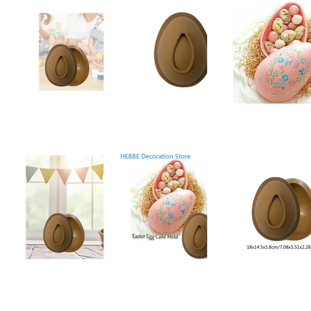 B0KC Multi-Use Silicone Mold Easter Theme Egg Shaped Silicone Mold Baking Tool Gift Enjoy DIY for Time Non-Stick Reusable Too