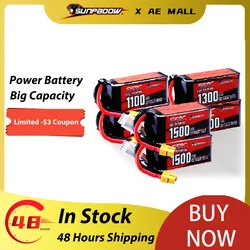 SUNPADOW 4S 14.8V Lipo Battery 1100mAh 1300mAh 1500mAh 120C with XT60 Plug for RC FPV Helicopter Airplane Drone Quadcopter Hobby