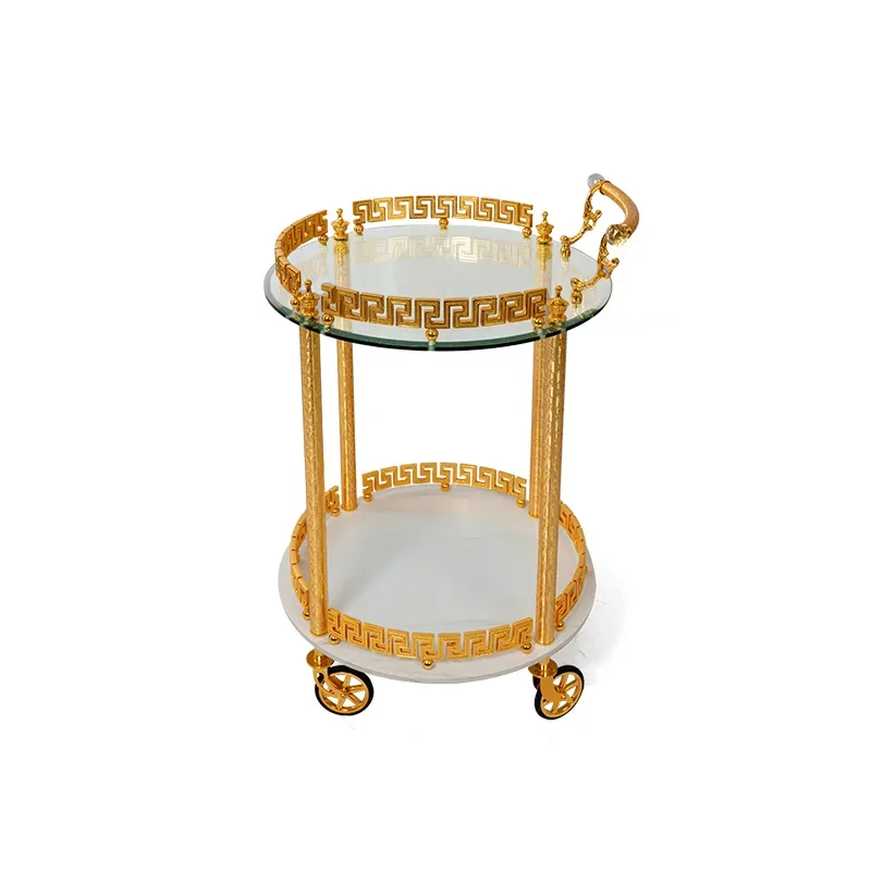 High-End Dining Car Gold-Plated Commercial Drinks Trolley European-Style Business Hotel Metal Dining Car