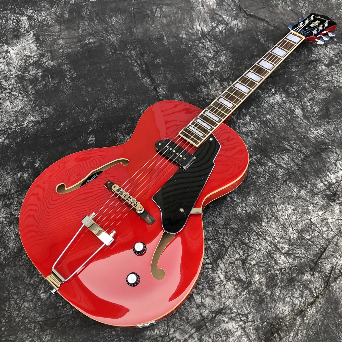 Free Shpping New Grote Red Color Archtop Guitar P90 pickups Jazz Electric Guitar with Hollow Body Guitars