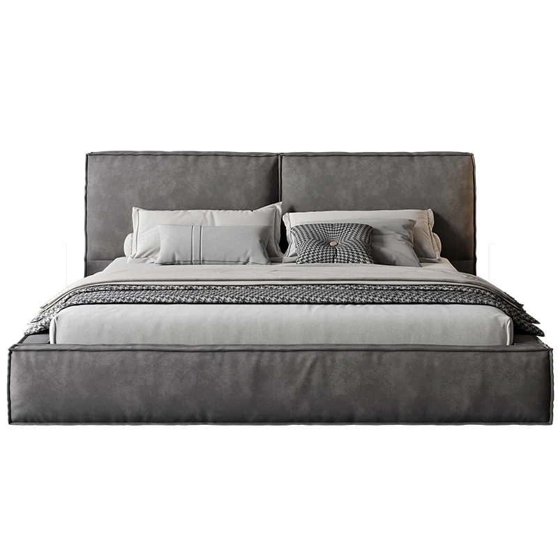 xx-Tofu Block Bed, Italian Minimalist Style, Modern Down-Filled Upholstered Storage Double Bed for Master Bedroom&