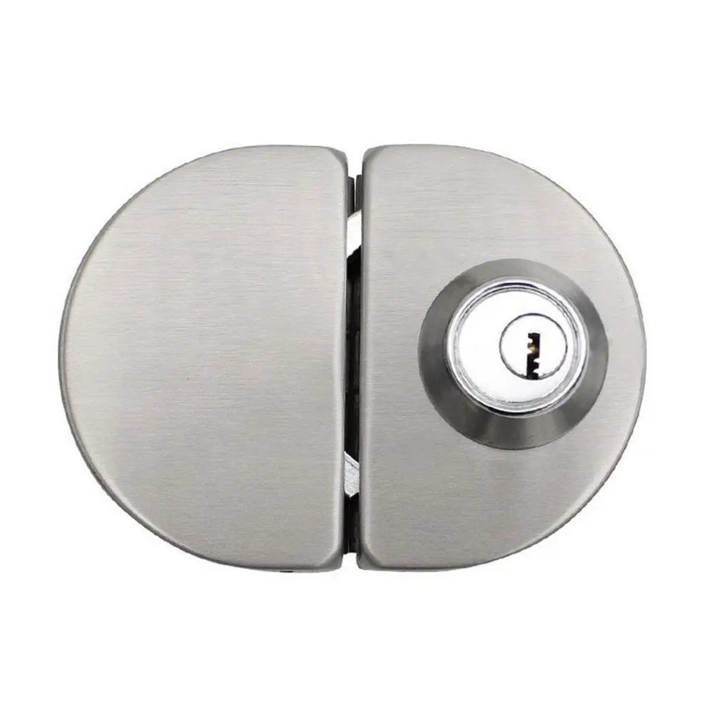 Office Glass Door Lock Double Bolt Rotary Sliding-Access Control Secure Semi-Circular Stainless Steel Glass Door Lock