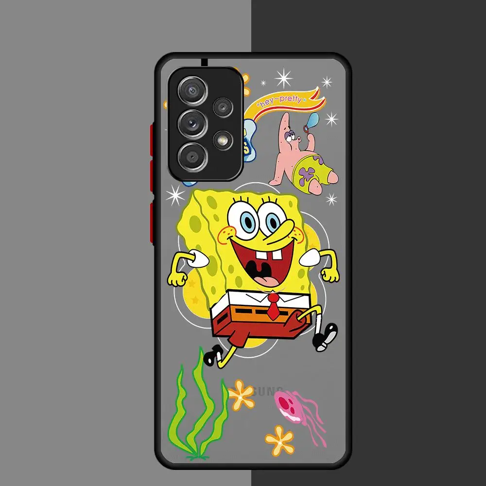 Cute S-SpongeBob Phone Case for Samsung Galaxy A72 A12 A13 A14 A21s A22 A23 A24 A32 A33 A34 A50 A51 A53 A54 A70 A72 A73 5G Cover