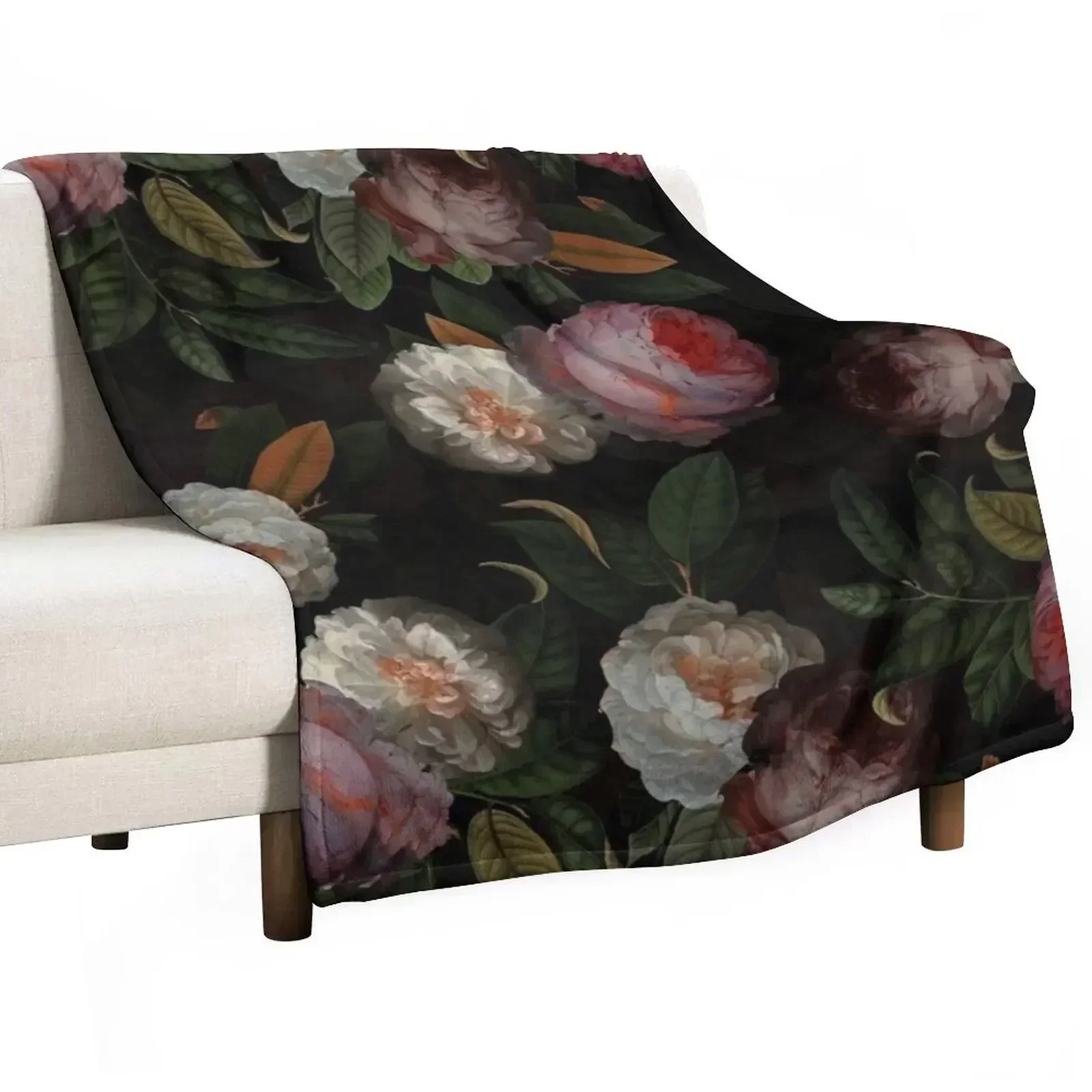 Black Jan Davidsz. de Heem Vintage Roses Flowers Botanical Garden Throw Blanket Hairy Summer Beddings Furrys Blankets
