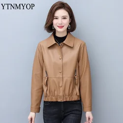 Spring And Autumn Leather Jackets Women Turn-Down Collar Leather Clothing Outwear S-3XL Suede Coats Chaqueta Mujer YTNMYOP