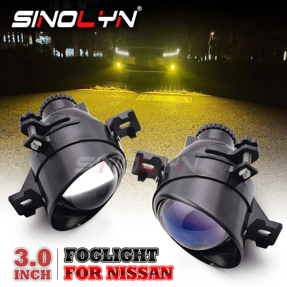 Sinolyn Bi-xenon H11 Fog Lights For Nissan Juke/Qashqai J10/X-Trail/Versa/Murano/Altima/Rogue 3 Inch PTF Projector Lens Retrofit