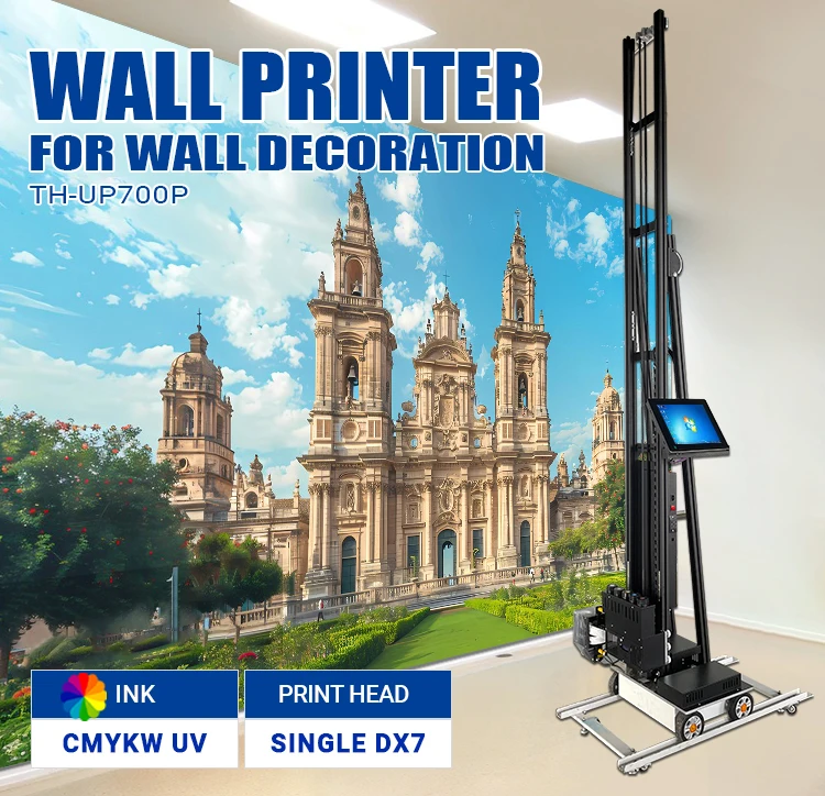 

BAIKETECH TH-UP700P DX7 Head Eco-Friendly 3D Wall Art Machine Low VOC Water-Based Inks Premium Waterproof Vertical Wall Printer
